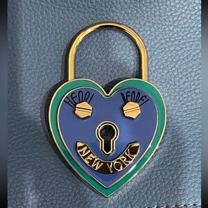 Rare Henri Bendel Blue and Green Heart Lock Charm - like new!